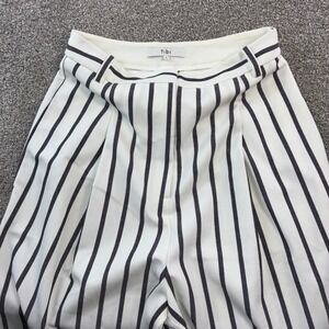 Tibi Womens 8 Black Stripe High Waist Tapered Pleated Retro Menswear Career Boho